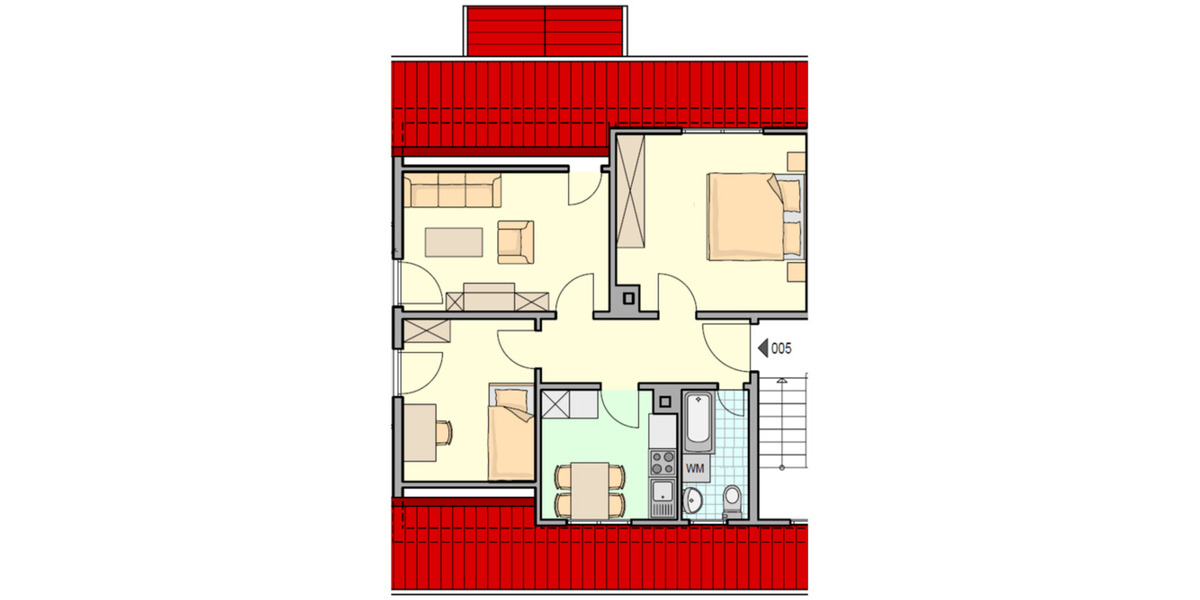 Dachgeschoßwohnung Waldshut-Tiengen Tiengen - 3 Zimmer, 54 m&sup2;, 640&euro; | Angebot:25070123