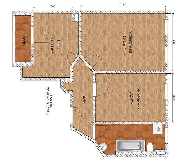 Etagenwohnung Waldheim - 2 Zimmer, 62 m&sup2;, 350&euro; | Angebot:24595852