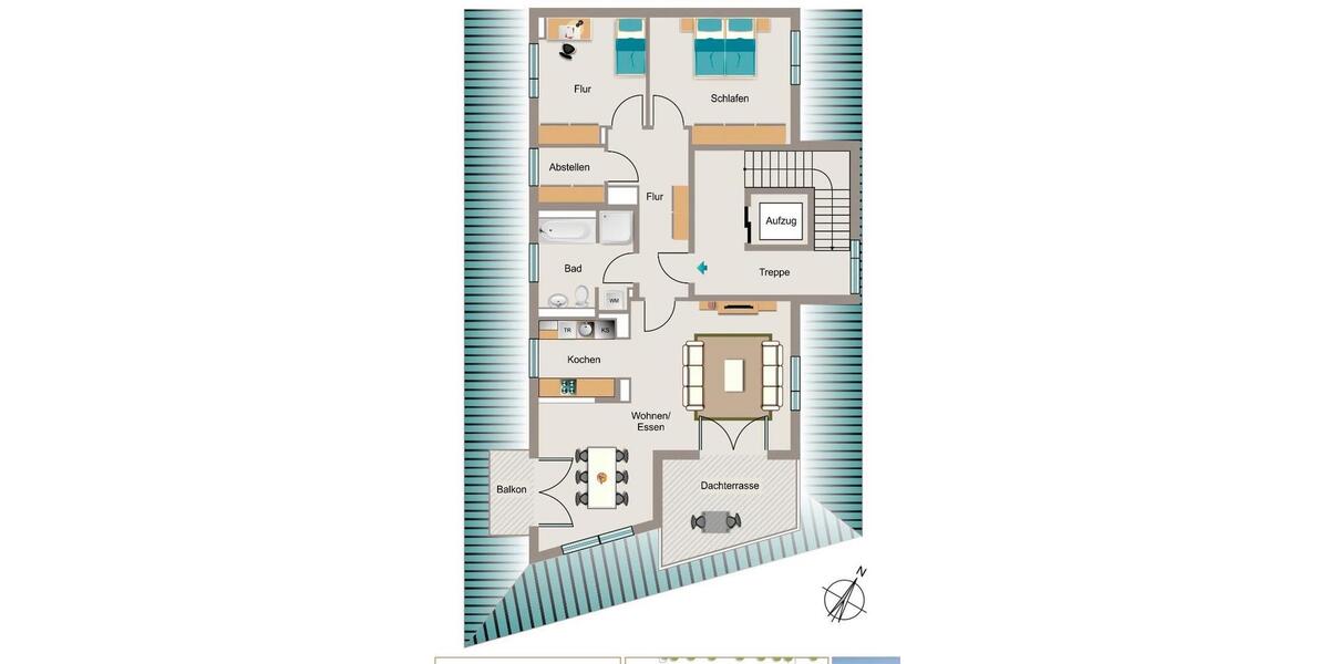 Dachgeschoßwohnung Düsseldorf Oberbilk - 3 Zimmer, 110 m&sup2;, 2.370&euro; | Angebot:26586394