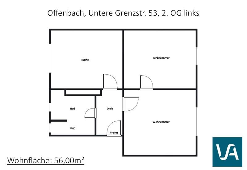 Etagenwohnung Offenbach am Main Bieberer Berg - 2 Zimmer, 56 m&sup2;, 471&euro; | Angebot:26647524