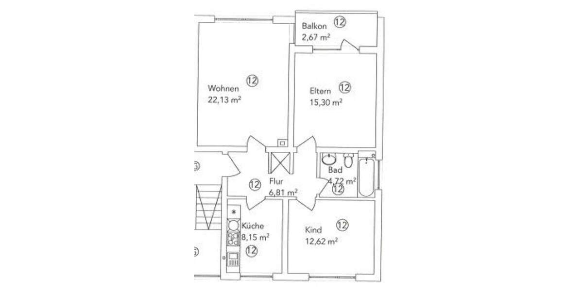 Etagenwohnung Eisenberg - 3 Zimmer, 74 m&sup2;, 690&euro; | Angebot:24909589