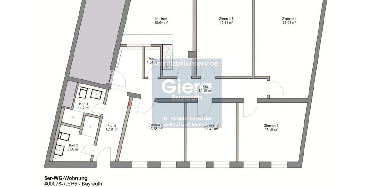 Etagenwohnung Bayreuth City - 1 Zimmer, 26 m&sup2;, 351&euro; | Angebot:24794034