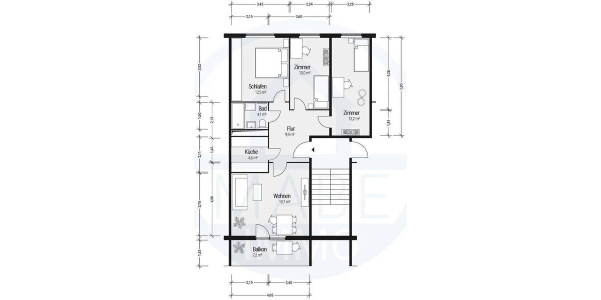 Etagenwohnung Cölpin - 4 Zimmer, 75 m&sup2;, 299&euro; | Angebot:26825470