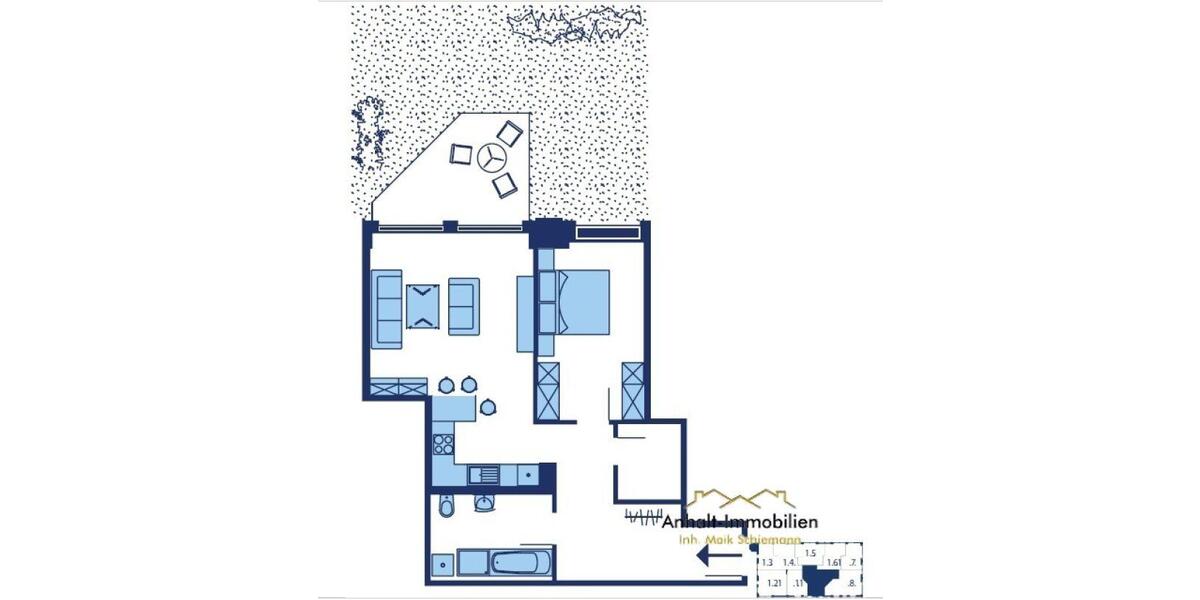 Erdgeschoßwohnung Muldestausee - 2 Zimmer, 70 m&sup2;, 810&euro; | Angebot:26166248
