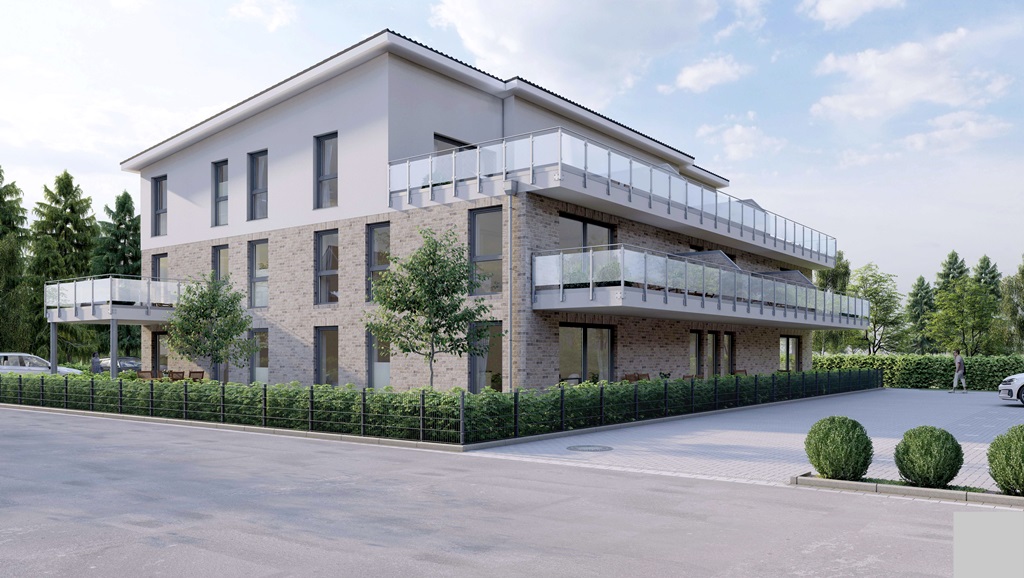 Neu ab 1.7.26 für 2 Personen 2-Zimmer-OG-Wohnung KfW 40+ Bauweise + Aufzug + Balkon + Carport - Etagenwohnung Weyhe | Angebot:25080176