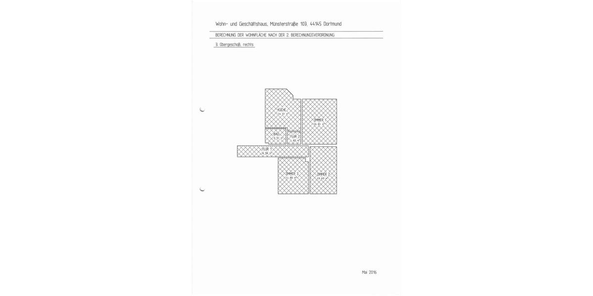 Etagenwohnung Dortmund Innenstadt Nord - 4 Zimmer, 71 m&sup2;, 595&euro; | Angebot:24811518