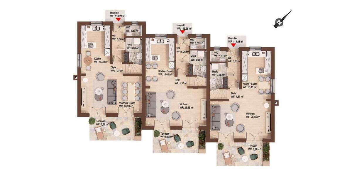 Reihenmittelhaus Heiligenhagen Heiligenhagen - 4 Zimmer, 114 m&sup2;, 1.550&euro; | Angebot:25657525