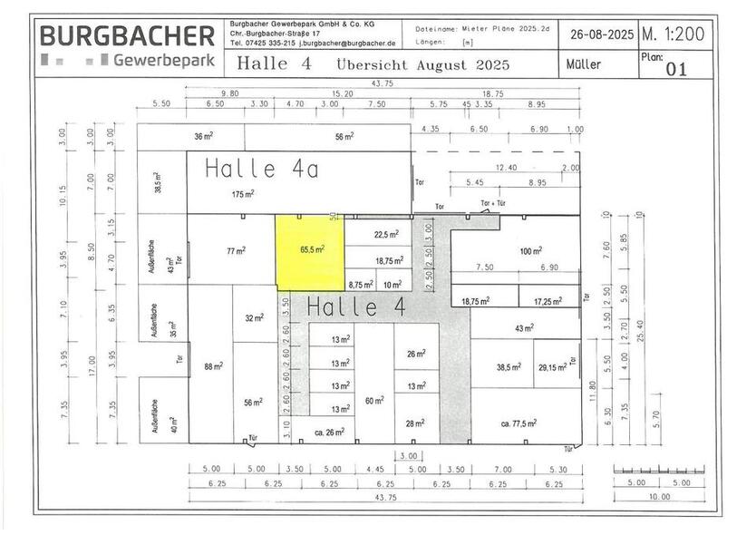 Halle, Hallenfläche für Lager, Werkstatt, etc. 65 qm