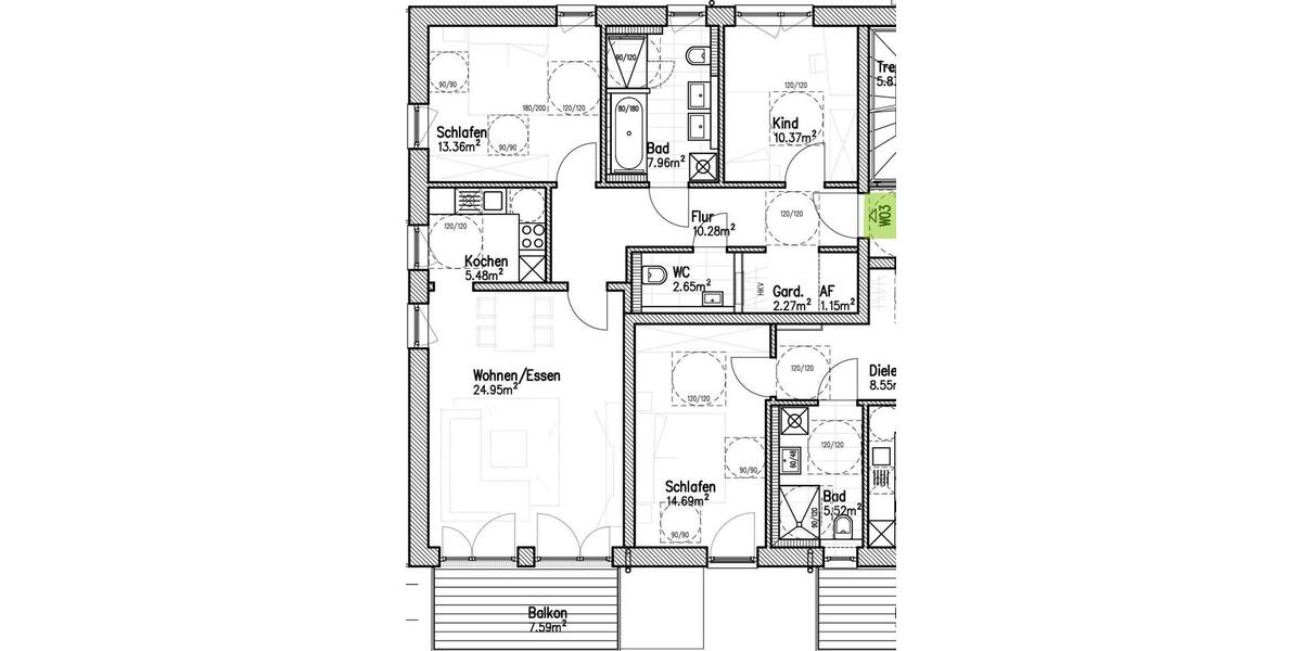 Etagenwohnung Heroldsbach - 3 Zimmer, 82 m&sup2;, 1.190&euro; | Angebot:26121865