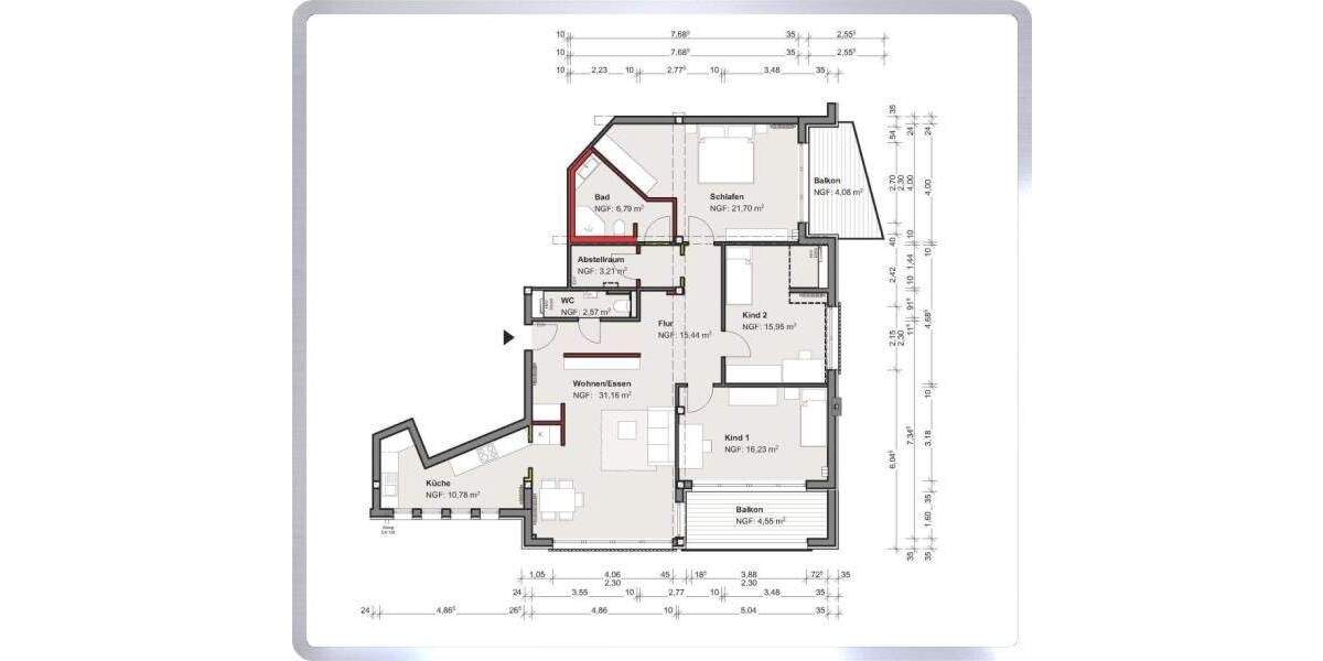 Etagenwohnung Rodgau Jügesheim - 4 Zimmer, 131 m&sup2;, 1.500&euro; | Angebot:23940068