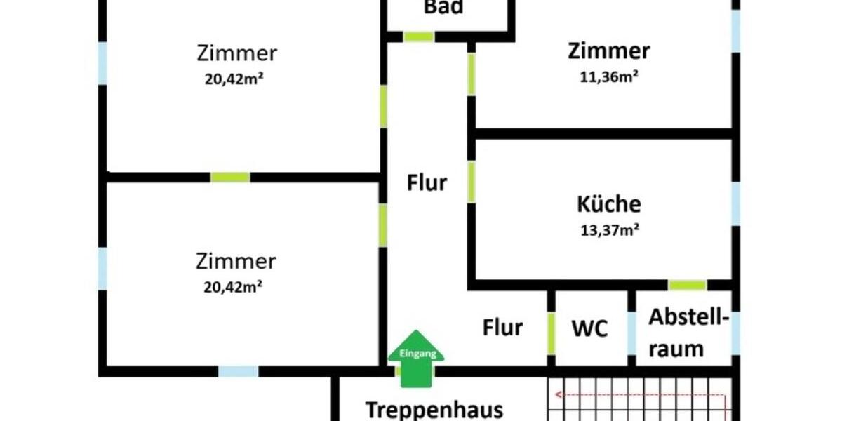 Etagenwohnung Pforzheim Weststadt - 3 Zimmer, 75 m&sup2;, 850&euro; | Angebot:24784390