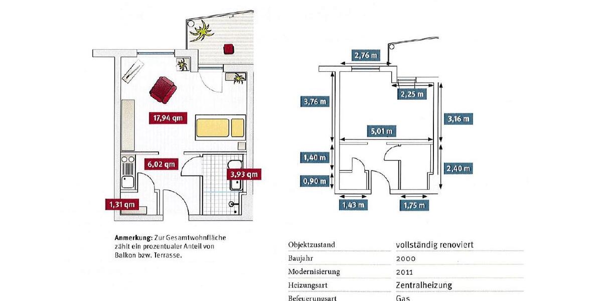 Etagenwohnung Bad Kreuznach Bad Münster am Stein-Ebernburg - 1 Zimmer, 31 m&sup2;, 520&euro; | Angebot:26714946