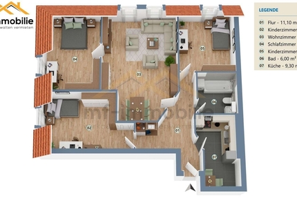 Schöne grosse 4-Raumwohnung 103 m², zentrales großes Wohnzimmer - Wohnung Rätzlingen Rätzlingen | Angebot:24738205