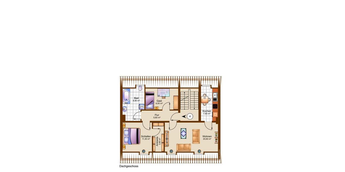 Dachgeschoßwohnung Witten - 3 Zimmer, 64 m&sup2;, 495&euro; | Angebot:24786146