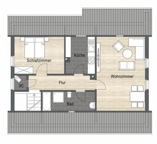Dachgeschoßwohnung Gaildorf - 2 Zimmer, 60 m&sup2;, 500&euro; | Angebot:21660358