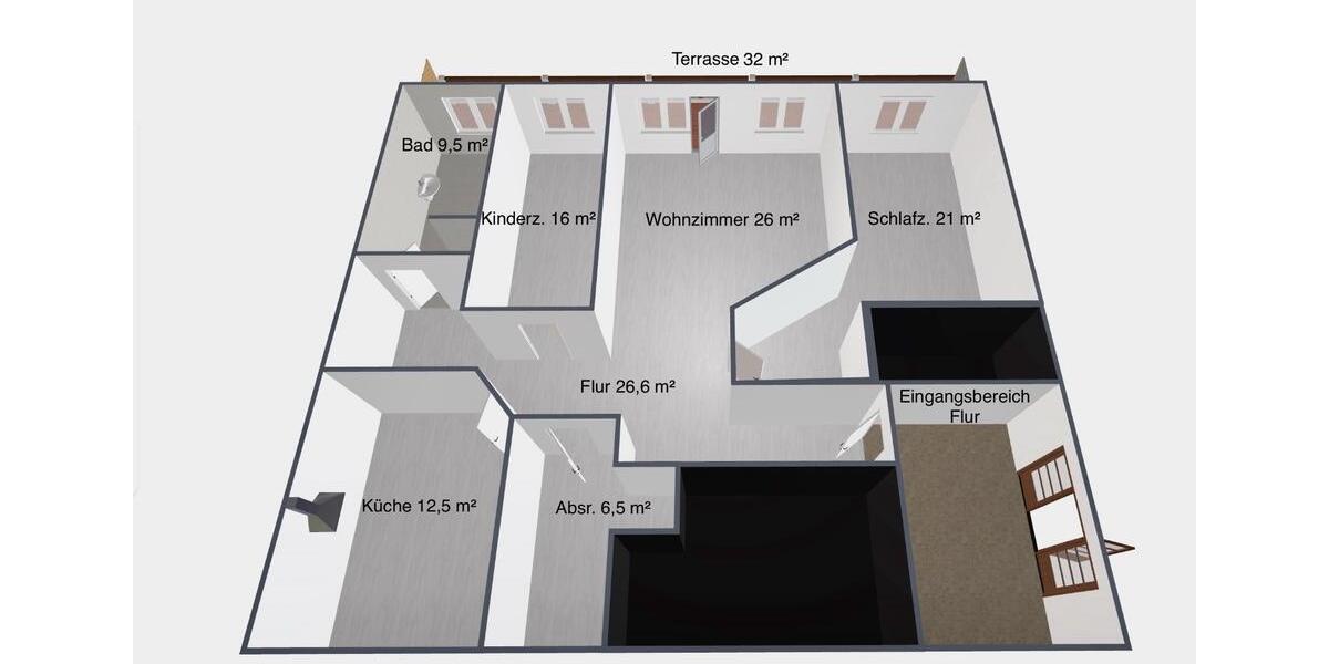 Erdgeschoßwohnung Herford Diebrock - 3 Zimmer, 118 m&sup2;, 1.130&euro; | Angebot:26680728