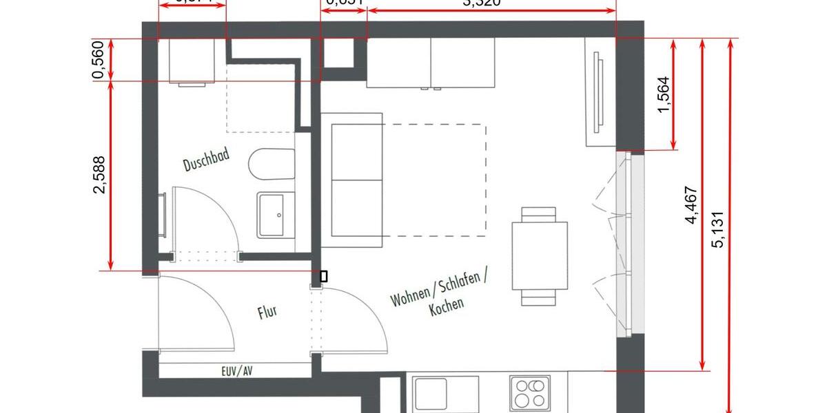 Etagenwohnung München Ramersdorf-Perlach - 1 Zimmer, 27 m&sup2;, 1.195&euro; | Angebot:26602927
