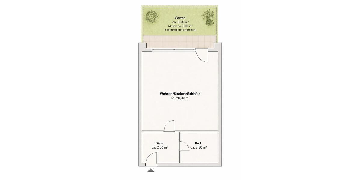 Erdgeschoßwohnung Neutraubling - 1 Zimmer, 29 m&sup2;, 750&euro; | Angebot:26326293