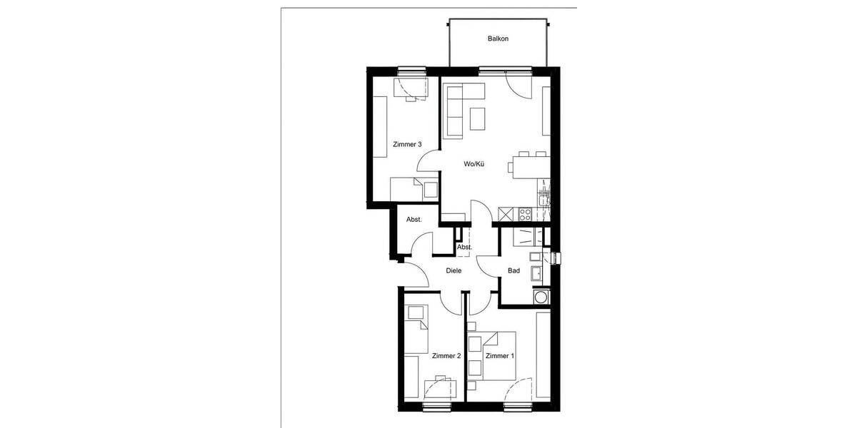 Etagenwohnung Alsdorf Mariadorf - 4 Zimmer, 90 m&sup2;, 780&euro; | Angebot:26840949