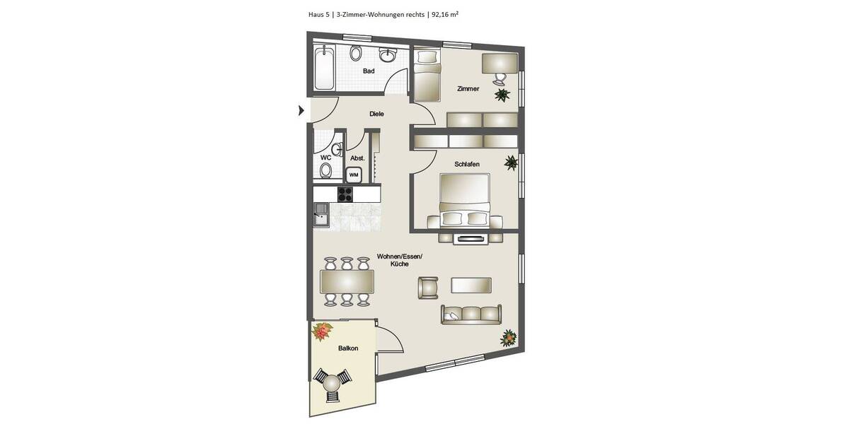 Etagenwohnung Friedrichshafen Niederholz - 3 Zimmer, 94 m&sup2;, 1.400&euro; | Angebot:25877620