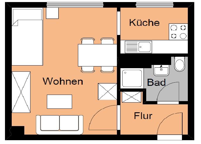Etagenwohnung Oschersleben (Bode) - 1 Zimmer, 25 m&sup2;, 181&euro; | Angebot:25181957