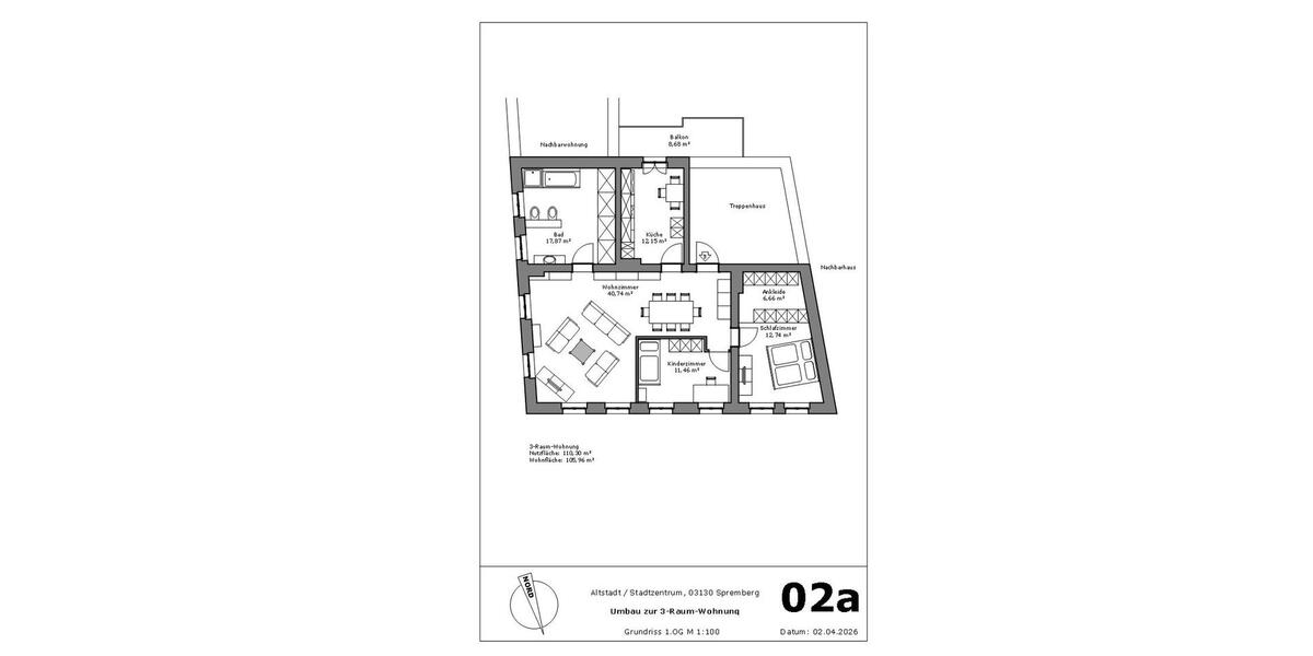 Etagenwohnung Spremberg - 3 Zimmer, 106 m&sup2;, 750&euro; | Angebot:26022788