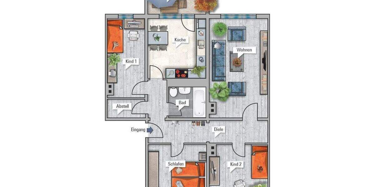 Etagenwohnung Großengottern Großengottern - 4 Zimmer, 85 m&sup2;, 485&euro; | Angebot:25743105