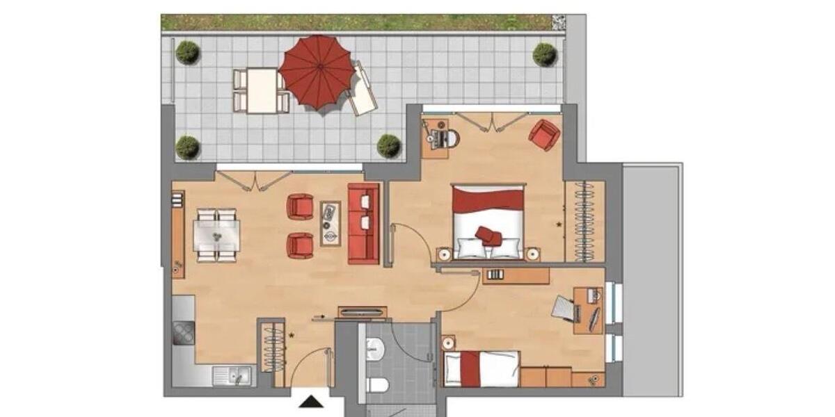Terrassenwohnung Düsseldorf Stadtbezirk 8 - 3 Zimmer, 74 m&sup2;, 1.250&euro; | Angebot:25136932