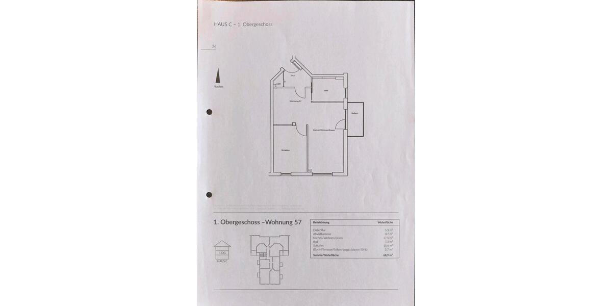 Etagenwohnung Köfering - 2 Zimmer, 69 m&sup2;, 890&euro; | Angebot:26049404