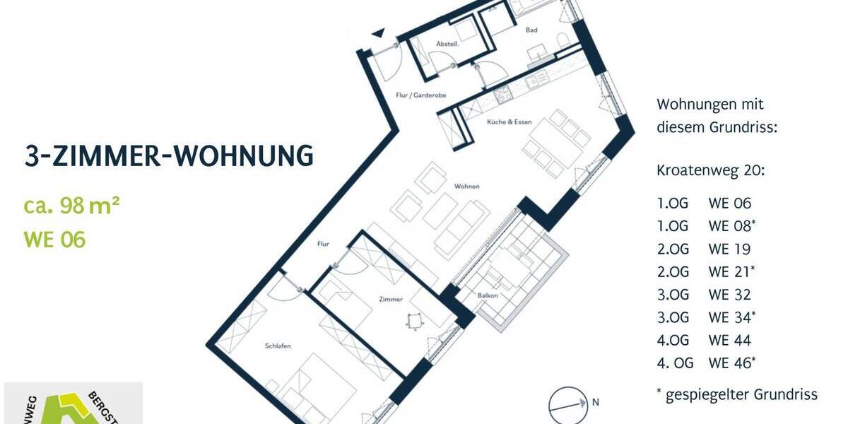 Etagenwohnung Magdeburg Sudenburg - 3 Zimmer, 97 m&sup2;, 1.099&euro; | Angebot:26763456