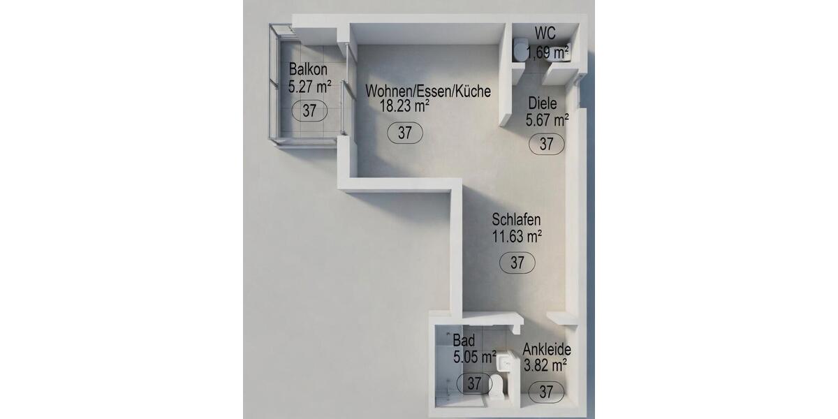 Etagenwohnung Waldsassen - 1.5 Zimmer, 49 m&sup2;, 550&euro; | Angebot:26461528