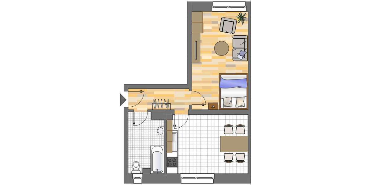 Etagenwohnung Dortmund Körne - 1 Zimmer, 40 m&sup2;, 203&euro; | Angebot:27007483
