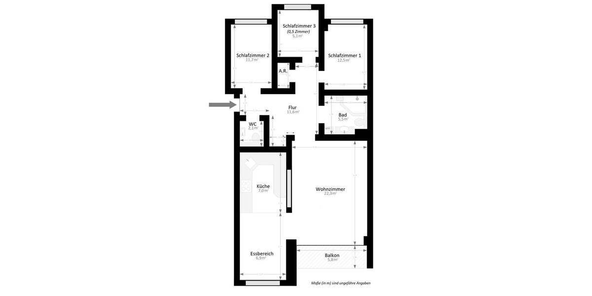 Etagenwohnung Hamburg Eppendorf - 4 Zimmer, 92 m&sup2;, 1.900&euro; | Angebot:26612855