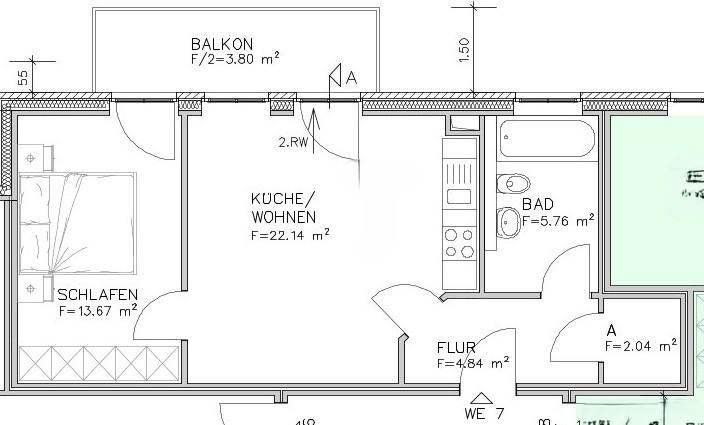 Etagenwohnung Magdeburg Alte Neustadt - 2 Zimmer, 48 m&sup2;, 650&euro; | Angebot:25903021