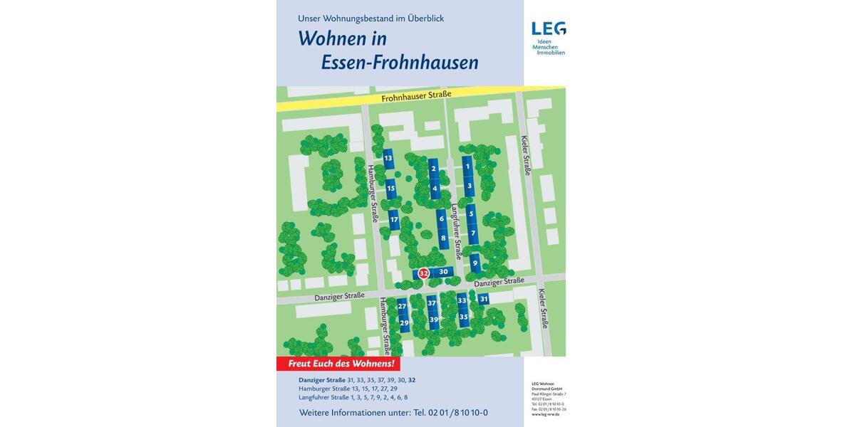 Erdgeschoßwohnung Essen Stadtbezirk III - 2 Zimmer, 51 m&sup2;, 499&euro; | Angebot:26041769