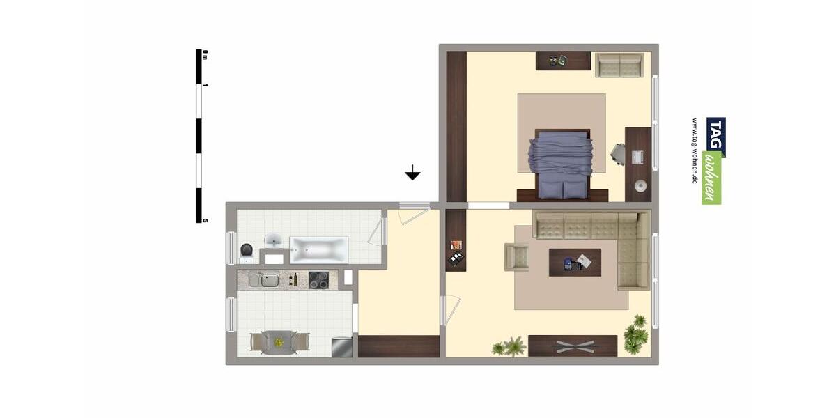 Etagenwohnung Zwenkau - 2 Zimmer, 47 m&sup2;, 351&euro; | Angebot:24657697