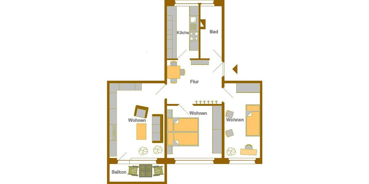Etagenwohnung Schwedt (Oder) - 3 Zimmer, 61 m&sup2;, 365&euro; | Angebot:26278680