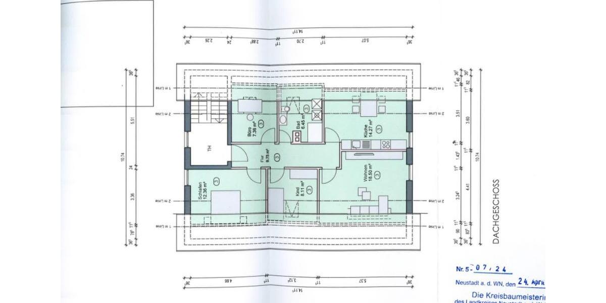 Dachgeschoßwohnung Weiherhammer - 4 Zimmer, 77 m&sup2;, 560&euro; | Angebot:24427785
