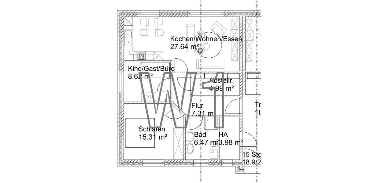 Etagenwohnung Niederlangen - 2.5 Zimmer, 70 m&sup2;, 700&euro; | Angebot:26566023