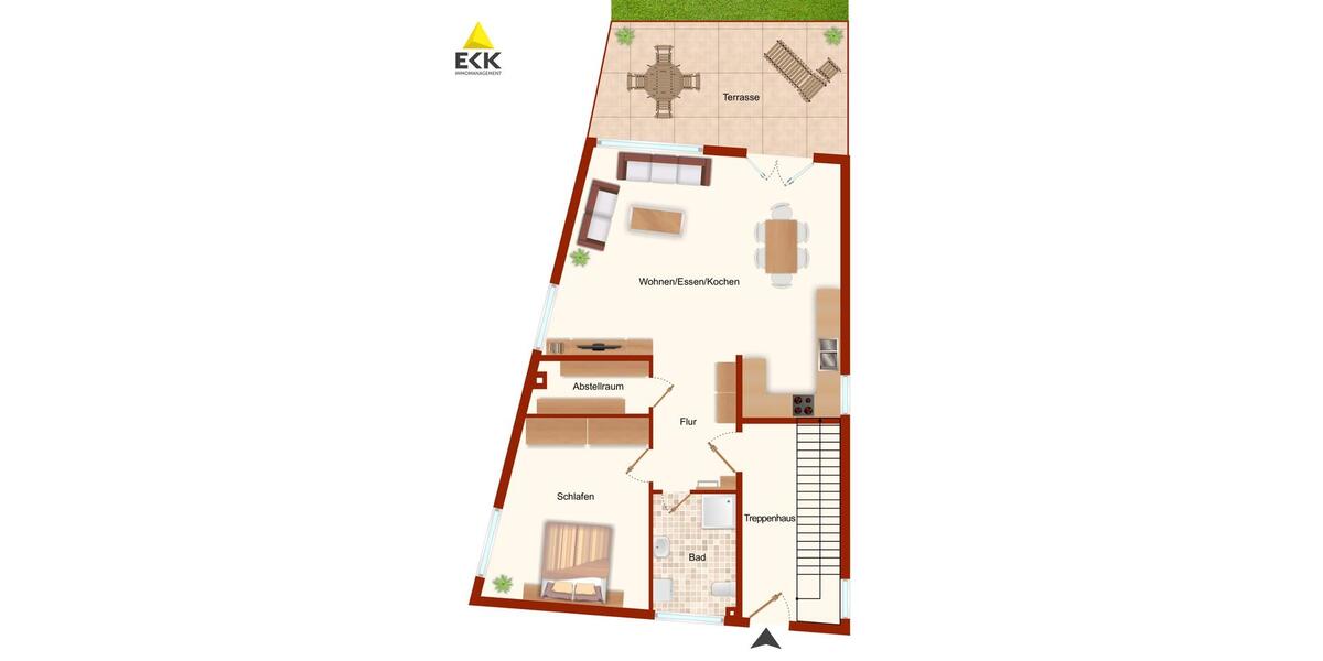 Erdgeschoßwohnung Niederkassel - 2 Zimmer, 80 m&sup2;, 1.100&euro; | Angebot:26285179