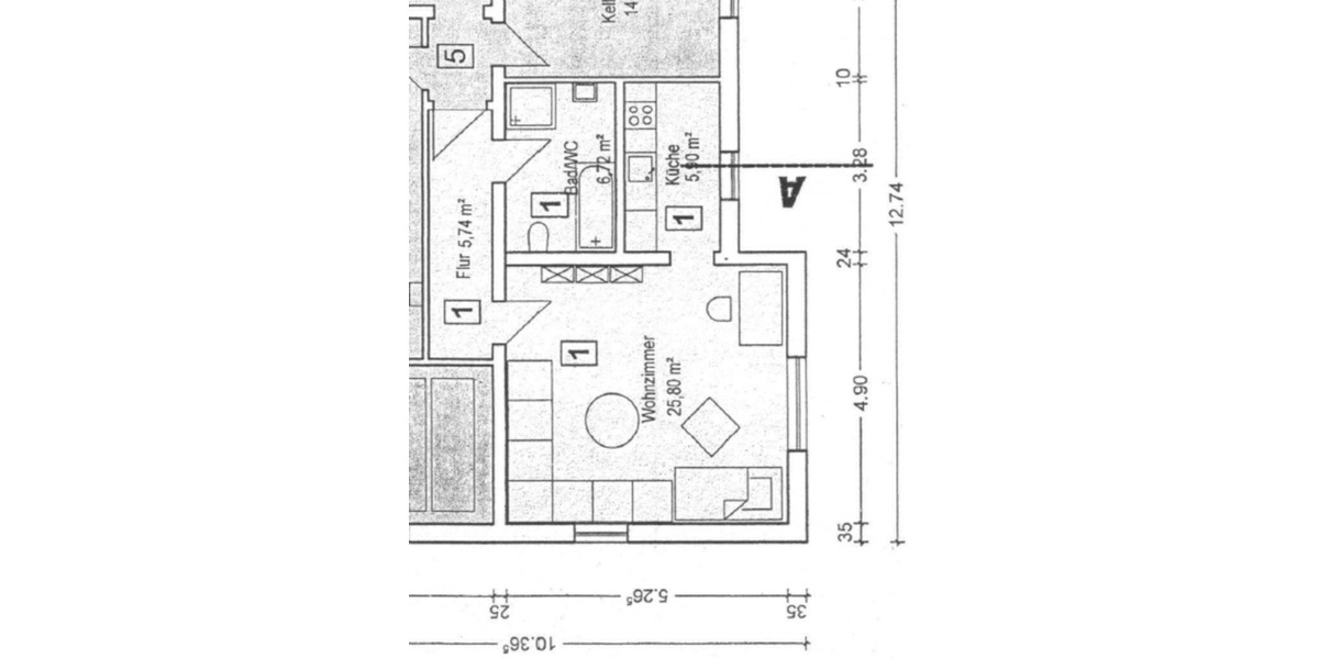 Hochparterre Lauchringen - 1 Zimmer, 46 m&sup2;, 575&euro; | Angebot:25873610