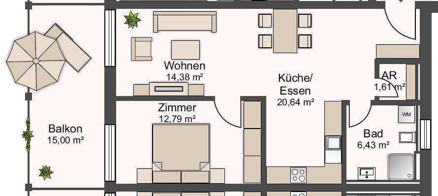 Etagenwohnung Aalen Unterkochen - 2 Zimmer, 63 m&sup2;, 949&euro; | Angebot:23971650