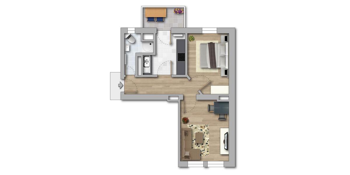 Etagenwohnung Magdeburg Ottersleben - 2 Zimmer, 46 m&sup2;, 297&euro; | Angebot:26230631