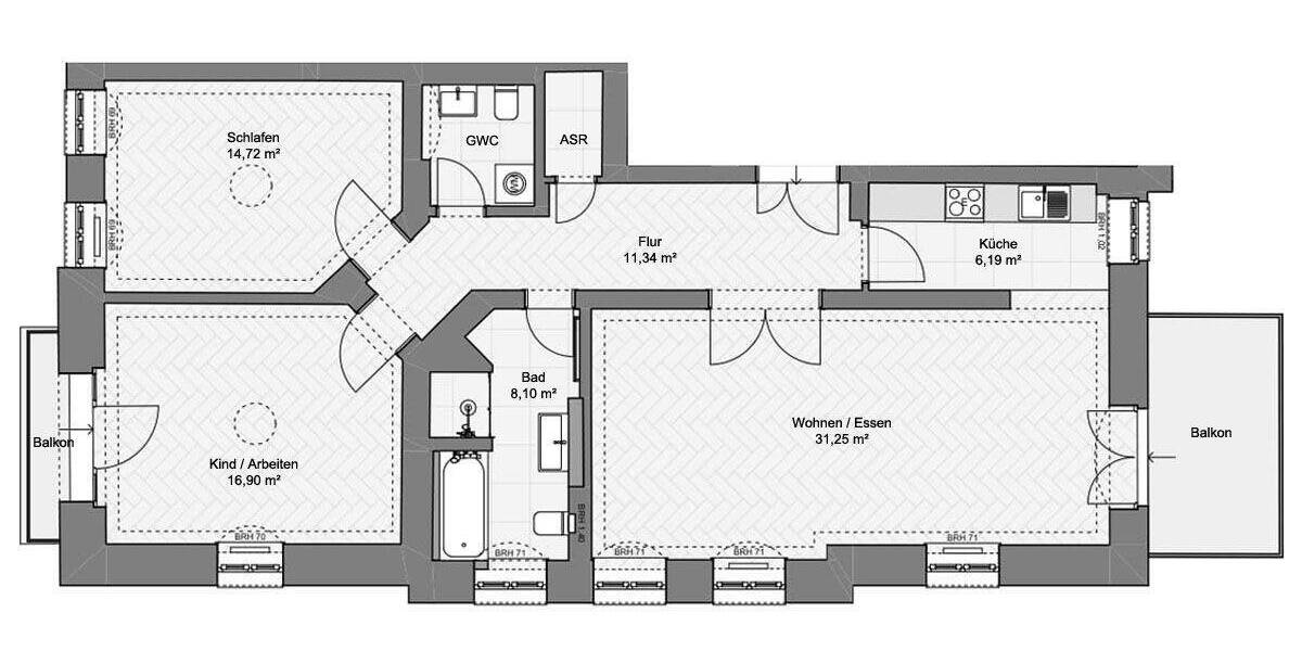 Etagenwohnung Dresden Striesen-Ost - 3 Zimmer, 97 m&sup2;, 1.895&euro; | Angebot:26767950