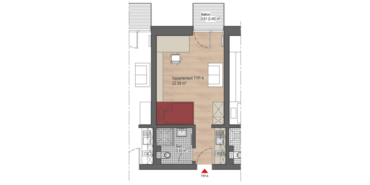 Etagenwohnung Lemgo - 1 Zimmer, 24 m&sup2;, 315&euro; | Angebot:24715766