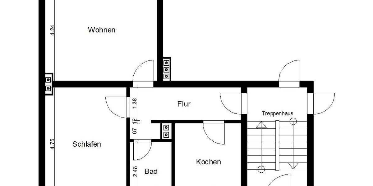 Erdgeschoßwohnung Nordhausen - 2 Zimmer, 52 m&sup2;, 336&euro; | Angebot:25903543