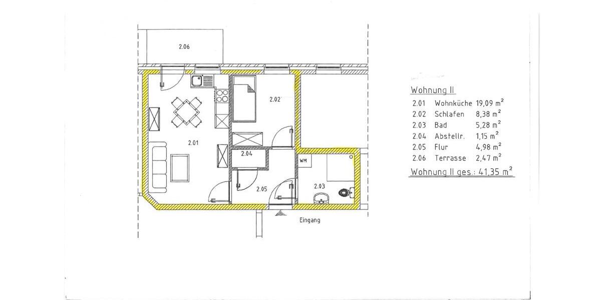Erdgeschoßwohnung Lübtheen - 2 Zimmer, 41 m&sup2;, 395&euro; | Angebot:26375005