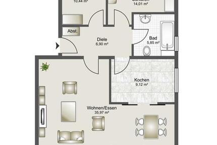 Obergeschosswohnung mit Balkon zu vermieten! 3 zimmer