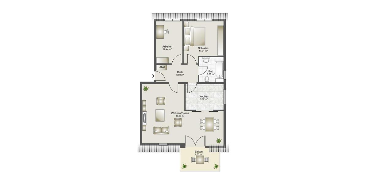 Obergeschosswohnung mit Balkon zu vermieten! 3 zimmer