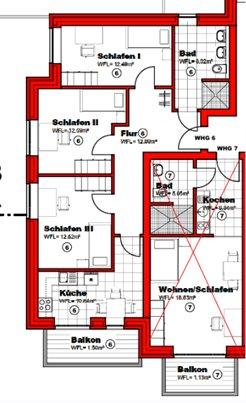 Etagenwohnung Oldenburg Bloherfelde - 1 Zimmer, 71 m&sup2;, 320&euro; | Angebot:26491368